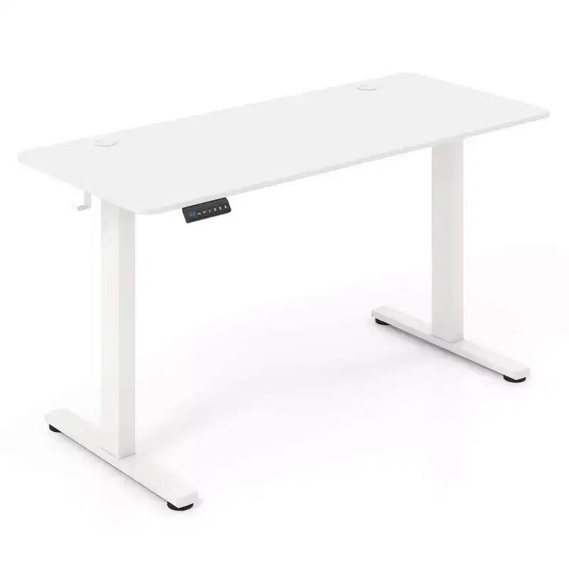 Bureau électrique debout Costway 55 x 24 avec 3 réglages de hauteur mémorisables et 2 crochets marron/naturel/blanc