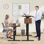 Bureau électrique debout Costway 55 x 24 avec 3 réglages de hauteur mémorisables et 2 crochets marron/naturel/blanc