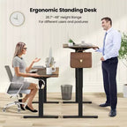 Bureau électrique debout Costway 55 x 24 avec 3 réglages de hauteur mémorisables et 2 crochets marron/naturel/blanc
