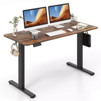 Costway 55 x 24 Electric Standing Desk with 3 Memory Height Settings 2 Hanging Hooks Brown/Natural/White