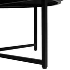 Pouf rond Merrick Lane de 34 pouces en coton et lin capitonné avec cadre en métal durable