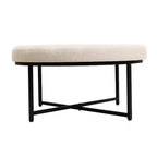 Pouf rond Merrick Lane de 34 pouces en coton et lin capitonné avec cadre en métal durable