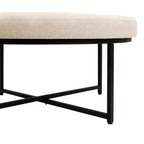 Pouf rond Merrick Lane de 34 pouces en coton et lin capitonné avec cadre en métal durable