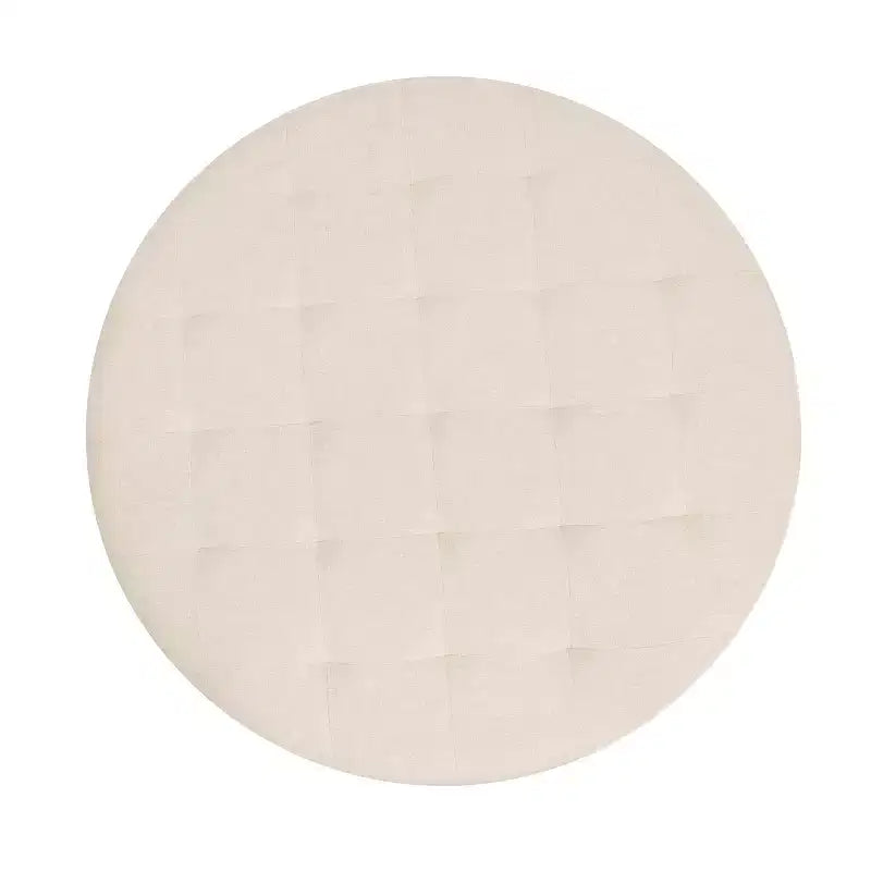 Pouf rond Merrick Lane de 34 pouces en coton et lin capitonné avec cadre en métal durable