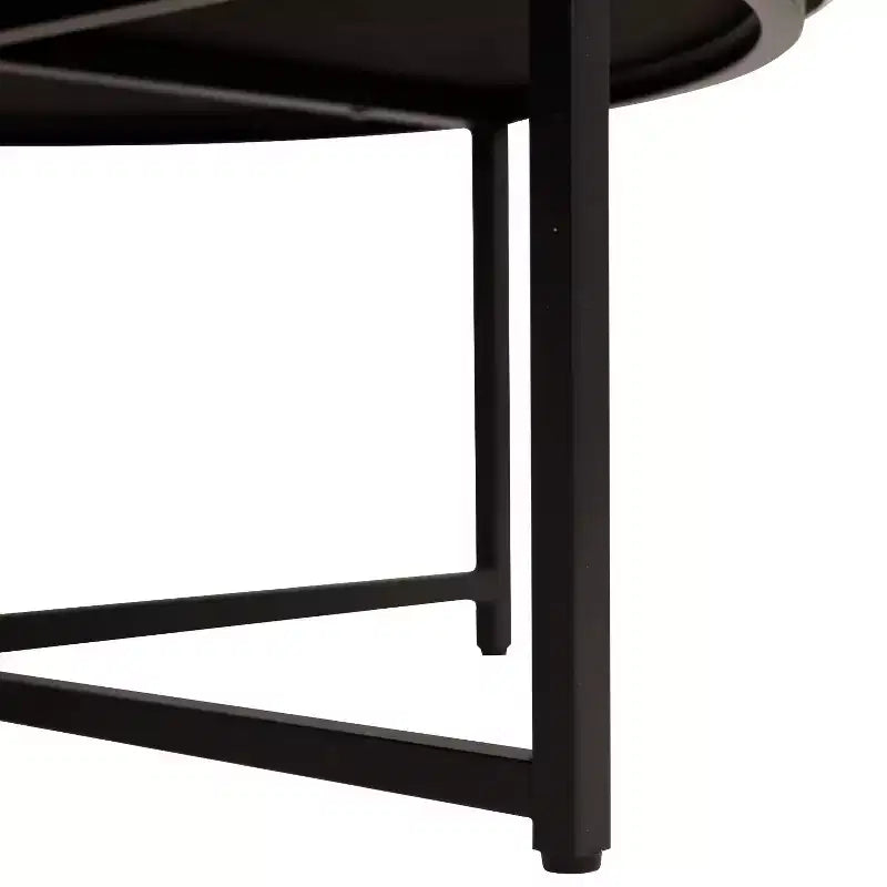 Pouf rond Merrick Lane de 34 pouces en coton et lin capitonné avec cadre en métal durable