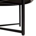 Pouf rond Merrick Lane de 34 pouces en coton et lin capitonné avec cadre en métal durable