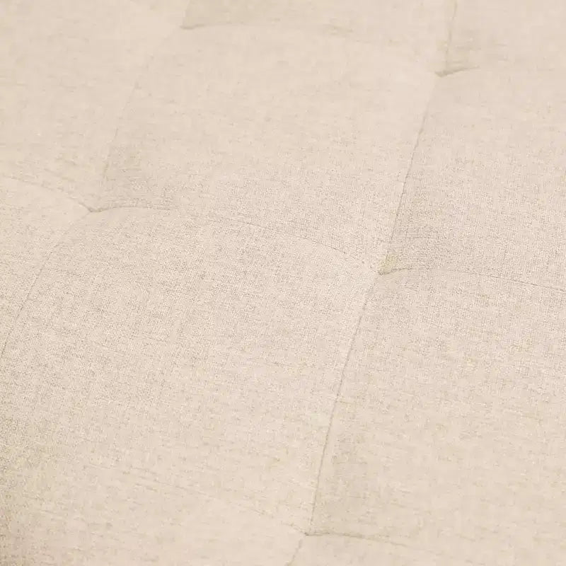 Pouf rond Merrick Lane de 34 pouces en coton et lin capitonné avec cadre en métal durable