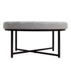 Pouf rond Merrick Lane de 34 pouces en coton et lin capitonné avec cadre en métal durable