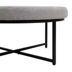 Pouf rond Merrick Lane de 34 pouces en coton et lin capitonné avec cadre en métal durable