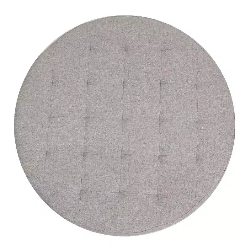 Pouf rond Merrick Lane de 34 pouces en coton et lin capitonné avec cadre en métal durable