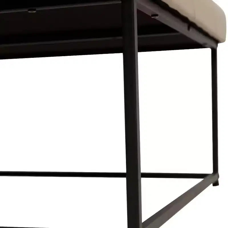 Pouf carré Emma et Oliver de 76 cm en similicuir capitonné avec structure en fer robuste
