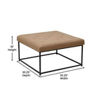 Pouf carré Emma et Oliver de 76 cm en similicuir capitonné avec structure en fer robuste