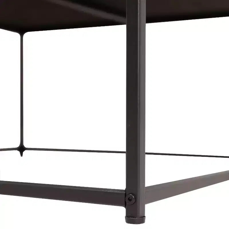 Pouf carré Emma et Oliver de 76 cm en similicuir capitonné avec structure en fer robuste