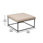 Pouf carré Emma et Oliver de 76 cm en similicuir capitonné avec structure en fer robuste