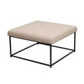 Emma and Oliver 30 in. Faux Leather Square Ottoman with Tufted Design and Sturdy Iron Frame