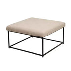 Emma and Oliver 30 in. Faux Leather Square Ottoman with Tufted Design and Sturdy Iron Frame