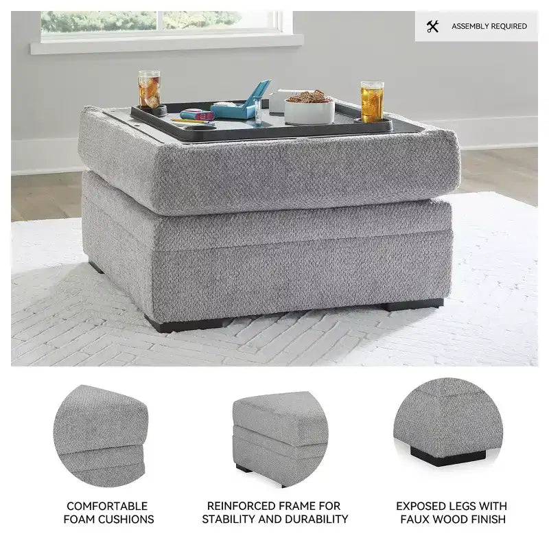 Signature Design by Ashley Casselbury Ottoman classique avec rangement, gris clair