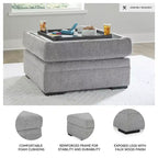 Signature Design by Ashley Casselbury Ottoman classique avec rangement, gris clair