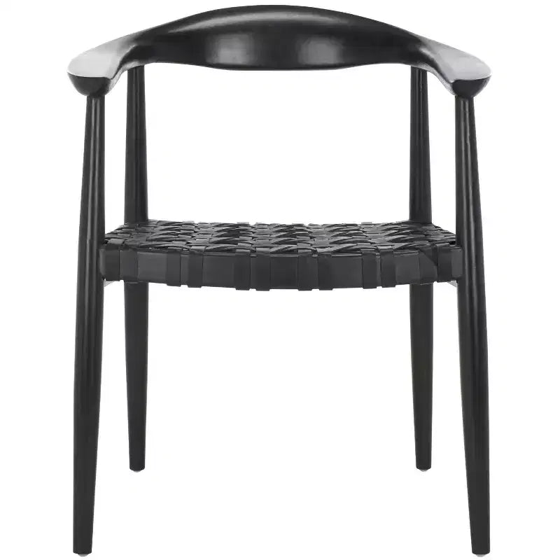 Walda Leather Woven Accent Chair - ACH1010 - Black - Safavieh