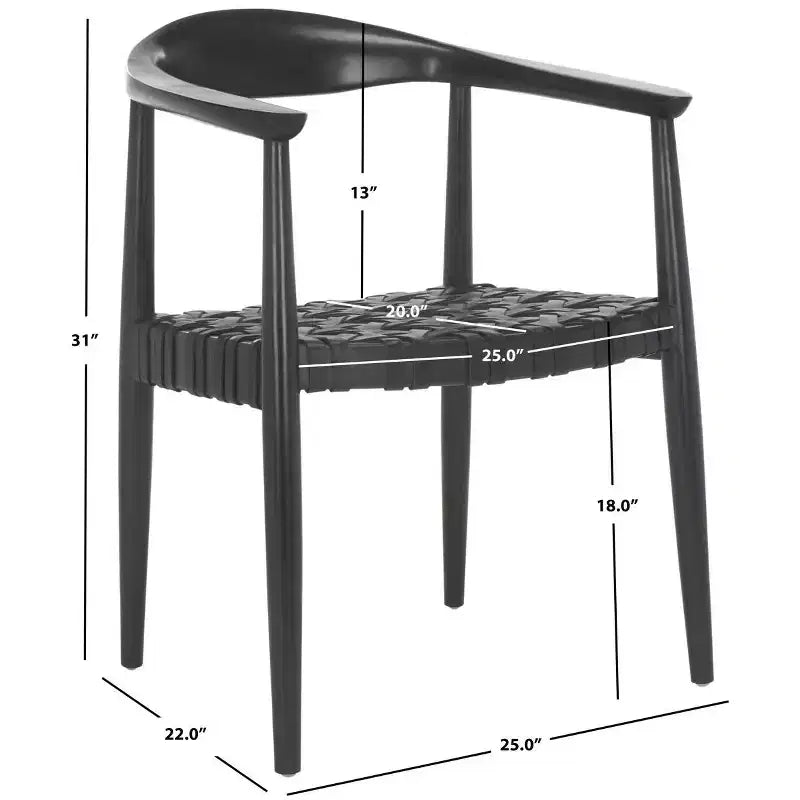 Fauteuil d'appoint tissé en cuir Walda - ACH1010 - Noir - Safavieh