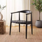Fauteuil d'appoint tissé en cuir Walda - ACH1010 - Noir - Safavieh