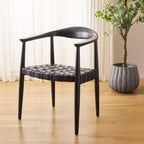 Fauteuil d'appoint tissé en cuir Walda - ACH1010 - Noir - Safavieh