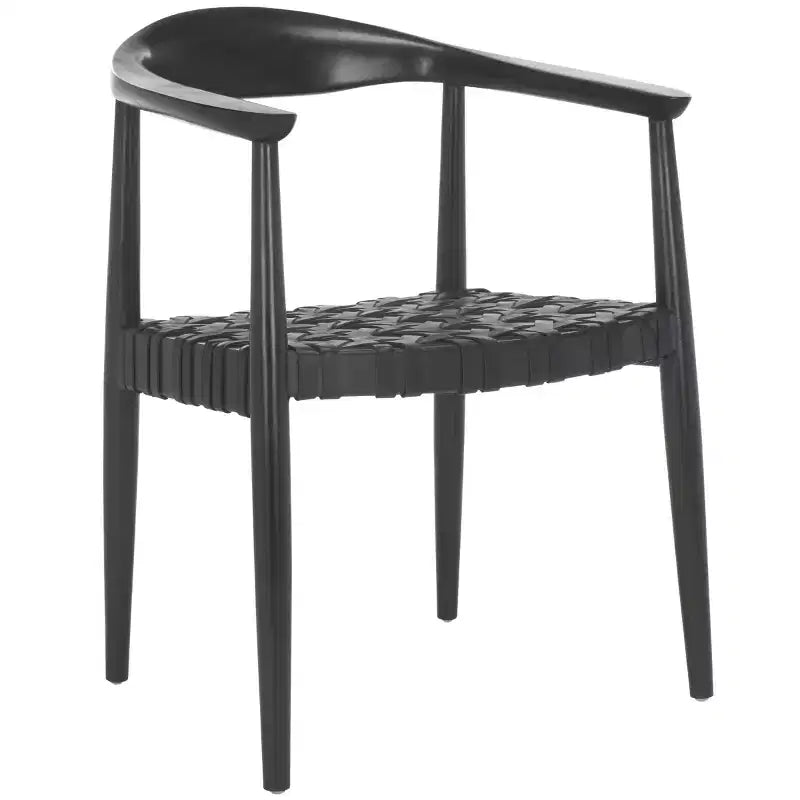 Fauteuil d'appoint tissé en cuir Walda - ACH1010 - Noir - Safavieh