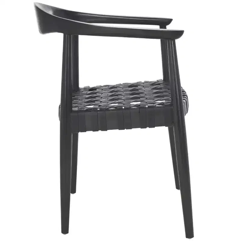Fauteuil d'appoint tissé en cuir Walda - ACH1010 - Noir - Safavieh