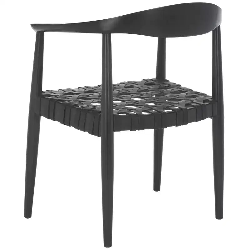 Fauteuil d'appoint tissé en cuir Walda - ACH1010 - Noir - Safavieh