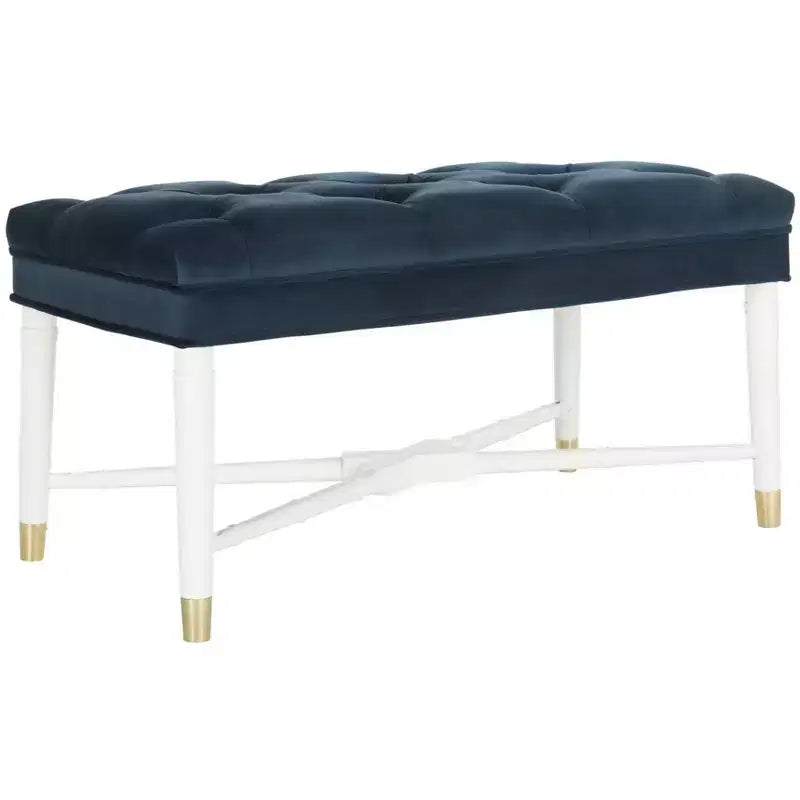 Banc capitonné Rory - FOX6294 - Bleu marine - Safavieh Couture