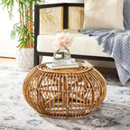 Pouf rond Jacynda - OTT6501 - Finition Miel Marron Lavé - Safavieh