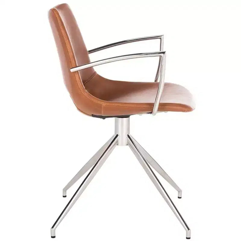 Chaise de bureau pivotante en cuir Mid-century Modern Dawn - Safavieh