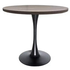Table à manger ronde LeisureMod Bristol de 36 pouces, style milieu de siècle, plateau en MDF avec base piédestal en fer noir, table d'appoint pour cuisine, salle à manger ou café