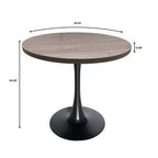 Table à manger ronde LeisureMod Bristol de 36 pouces, style milieu de siècle, plateau en MDF avec base piédestal en fer noir, table d'appoint pour cuisine, salle à manger ou café