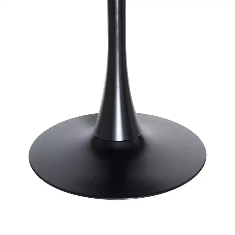 Table à manger ronde LeisureMod Bristol de 36 pouces, style milieu de siècle, plateau en MDF avec base piédestal en fer noir, table d'appoint pour cuisine, salle à manger ou café
