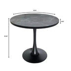 Table à manger ronde LeisureMod Bristol de 36 pouces, style milieu de siècle, plateau en MDF avec base piédestal en fer noir, table d'appoint pour cuisine, salle à manger ou café