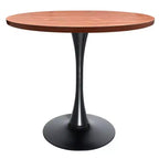 Table à manger ronde LeisureMod Bristol de 36 pouces, style milieu de siècle, plateau en MDF avec base piédestal en fer noir, table d'appoint pour cuisine, salle à manger ou café