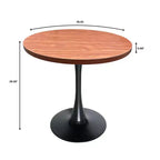 Table à manger ronde LeisureMod Bristol de 36 pouces, style milieu de siècle, plateau en MDF avec base piédestal en fer noir, table d'appoint pour cuisine, salle à manger ou café