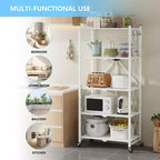 Étagère de Rangement Pliable à 5 Niveaux avec Roues Verrouillables 272 kg Capacité Unité de Rayonnage Métallique, Blanche