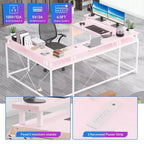 Bureau d'angle en U pour gamer, bureau en L réversible avec prises de courant