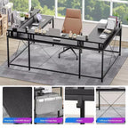 Bureau d'angle en U pour gamer, bureau en L réversible avec prises de courant
