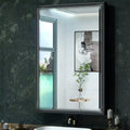 Keonjinn 24 in. W x 36 in. H Metal Framed Black Rectangular Framed Recessed/Surface Mount with Mirror,Black
