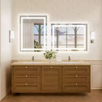 Keonjinn Miroir mural de salle de bain à LED avec éclairage frontal, anti-buée, intensité réglable