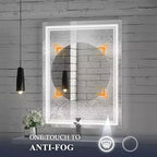 Keonjinn Miroir mural de salle de bain à LED avec éclairage frontal, anti-buée, intensité réglable