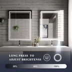 Keonjinn Miroir mural de salle de bain à LED avec éclairage frontal, anti-buée, intensité réglable