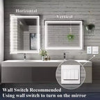 Keonjinn Miroir mural de salle de bain à LED avec éclairage frontal, anti-buée, intensité réglable