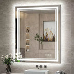 Keonjinn Miroir mural de salle de bain à LED avec éclairage frontal, anti-buée, intensité réglable