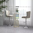 Costway Lot de 2 chaises de bar en velours hollandais, tabourets de bar avec repose-pieds, base en métal, anneau antidérapant, rose/beige/gris