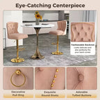 Costway Lot de 2 chaises de bar en velours hollandais, tabourets de bar avec repose-pieds, base en métal, anneau antidérapant, rose/beige/gris