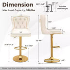 Costway Lot de 2 chaises de bar en velours hollandais, tabourets de bar avec repose-pieds, base en métal, anneau antidérapant, rose/beige/gris